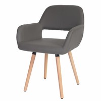 Esszimmerstuhl HWC-A50 Ii, Lehnstuhl, Retro 50Er Jahre Design Kunstleder, Grau