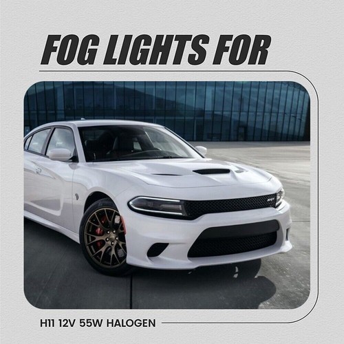 Front Bumper Fog Lights W/Cover Bulb Switch Wire For Dodge Charger SRT 2015-2019 - Picture 7 of 10