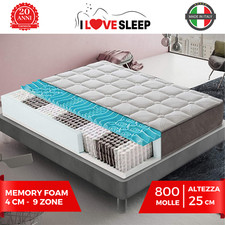 Materasso ORTOPEDICO 800 molle insacchettate + 4 cm Memory 80 160 190 200