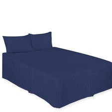 Image of Base Valance Sheets Polycotton Plain Box Pleated Platform Bed Sheets in All Size
