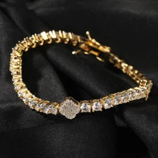 Charm Flower Tennis Chain Bracelet TopBling Cubic Zircon Lover Couple Jewelry