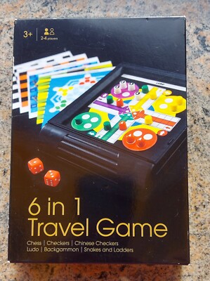 6 in 1 Travel Game OVP Chess Checkers Ludo Backgammon Snakes...