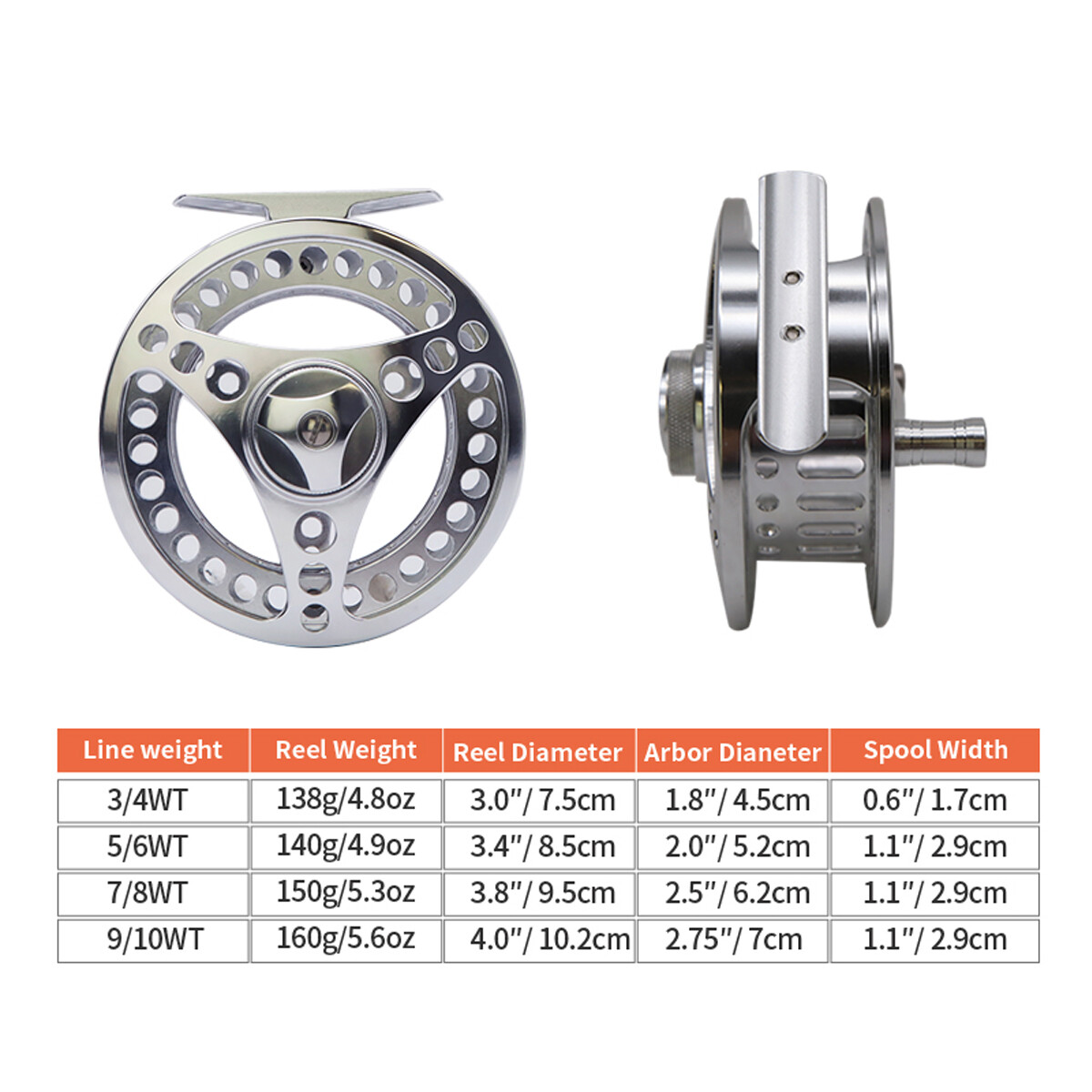 3/4 5/6 7/8 9/10WT CNC Machined Fly Fishing Reel Large Arbor Fly Reel 3/4 5/6 7/8 9/10WT CNC Machined Fly Fishing Reel Large Arbor Fly Reel