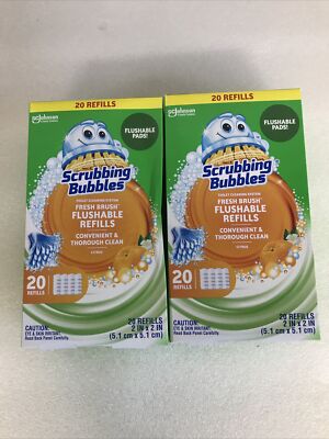 Scrubbing Bubbles Toilet Cleaning Fresh Brush Flushable Refills 40 Count New