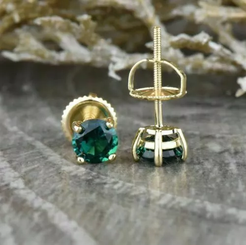 Emerald screw back best sale earrings