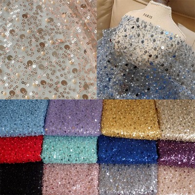 Beads Sequins Mesh Lace Fabric DIY Costume Clothing Wedding Stage Probs Decor