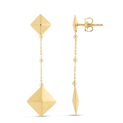 Floreo 14k Yellow Gold 44mm Pyramid Drop Earrings