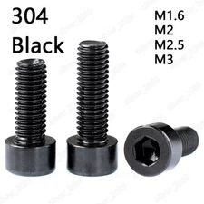 Black 304 Stainless Steel Allen Hex Socket Bolts Cap Head Screw M1.6 M2 M2.5 M3