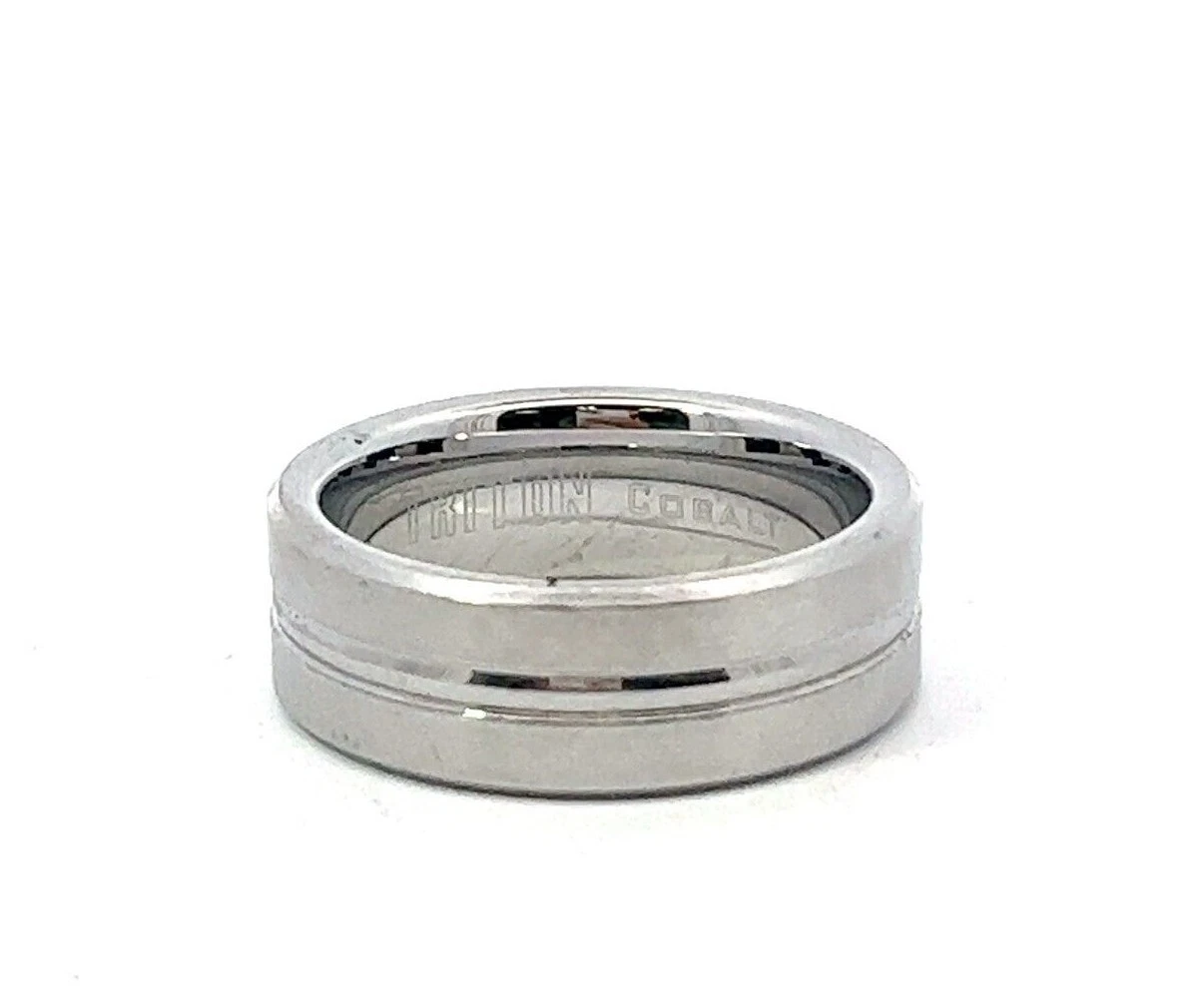 Triton Cobalt Center Bead Groove Comfort Fit 8mm Band Ring eBay