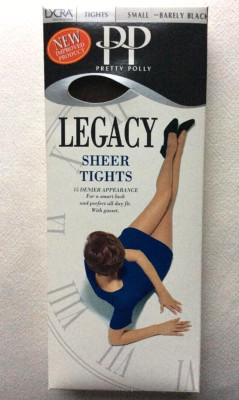 Pretty Polly Legacy Sheer Tights 15 Denier Appearance Barely Black Size S