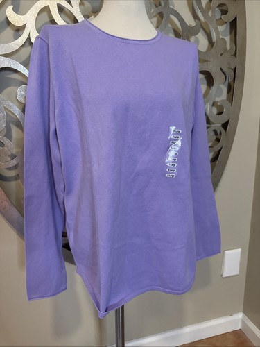 Duluth Trading Pullover Shiftless Rundhals Damen XL LILA Langarm NEU Neu mit Etikett