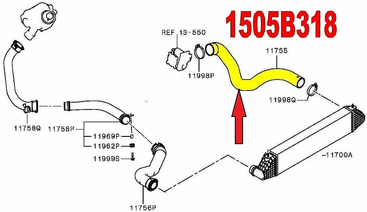 Durite Turbo Entrée D'Air pour Mitsubishi Outlander II III 2.2 Di-D 1505A787