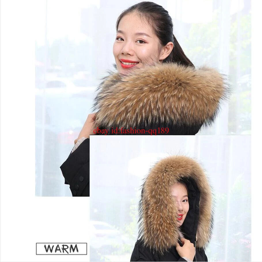 Unisex Raccoon Fur 100%Real Fur Scarf Trim For hood jacket cap collar Coat Neck - Image 4 of 4