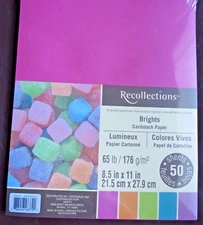 NEW ~ RECOLLECTIONS ~ CARDSTOCK PAPER ~ 8.5" X 11" ~ BRIGHTS ~50 SHEETS~1+ SHIP 