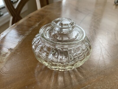 Clear Glass Antique Apothecary Jar Container Canister with Lid 3'' Height