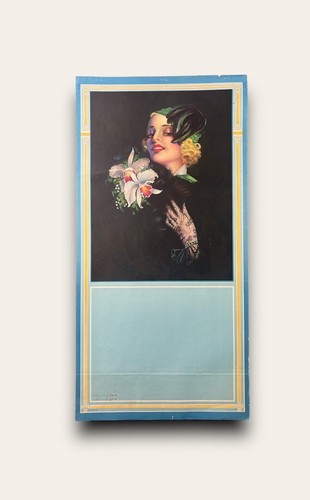 Vintage 1930s Billy Devorss Pin-Up Print Beautiful Art Deco Flapper With Orchid