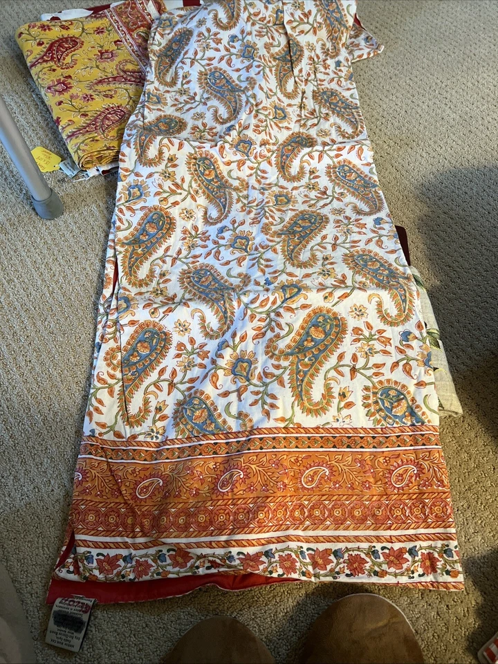 POTTERY BARN Runner - 18x108- Cream, Orange Olive And Turquoise Paisley - Image 2 of 4