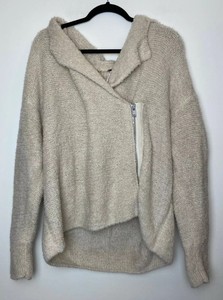 cream oversized zip front sweater