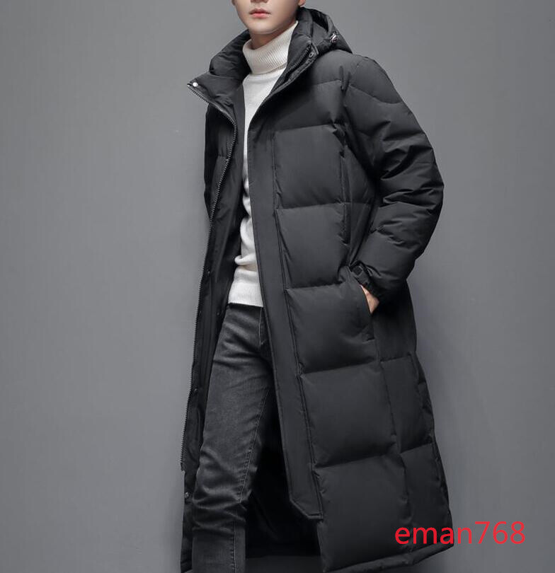 Men's Hooded Overcoat Winter Duck Down Coat Puffer Jacket Parka Long  Outerwears