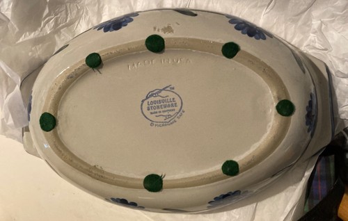 Louisville Stoneware Bachelor Button Large Ovel Bowl 14.5” - Picture 2 of 3
