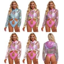 Women Tops Clubwear Shirts Mesh Sweatshirts Long Sleeve Pullovers Loose Hooded