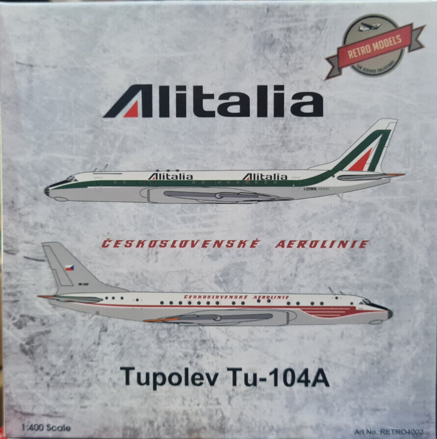 Tupolev Tu-104A Alitalia & CSA – Inflight 400 – Échelle 1/400 – Die Cast
