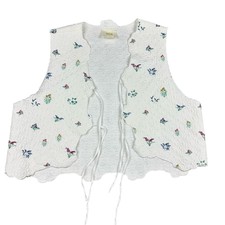 Anthropologie Maeve Size L/xl White Tie Front Garden Quilted Vest