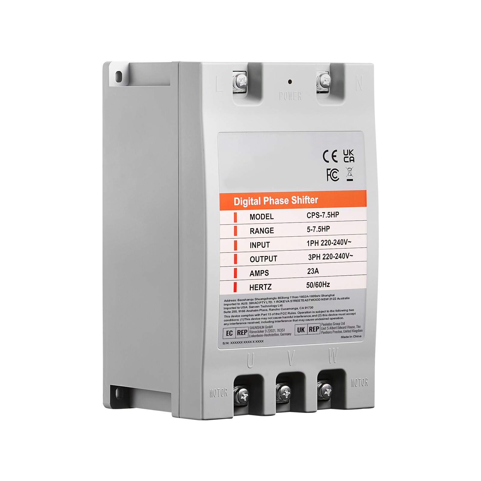 7.5HP Digital Phase Shifter 23A 220V Single Phase to 3 Phase Converter