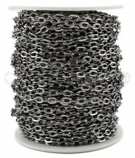 Cable Chain - 4x6mm Link - Gunmetal Color - 30 100 Feet - Bulk Craft Spool