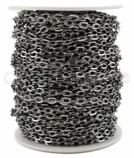 Cable Chain - 4x6mm Link - Gunmetal Color - 30 100 Feet - Bulk Craft Spool