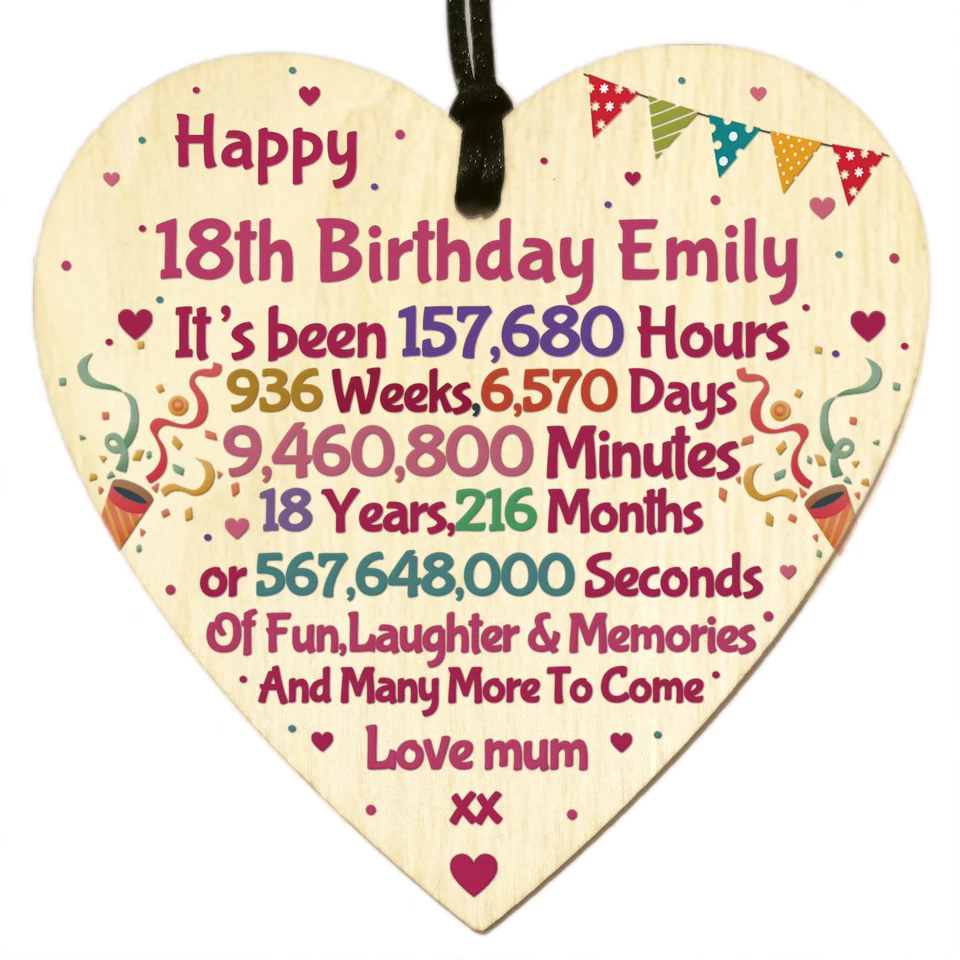 Personalised Birthday Gifts for Her Daughter Friends Wood Plaque 13 16 18 21 30