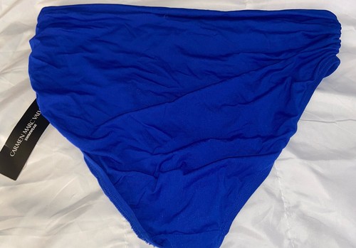 Carmen Marc Valvo Solid Shirred Sapphire Swimsuit Bikini Bottom XL Blue (B1) - Picture 2 of 2
