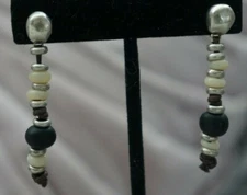 NEW Uno De 50 2" Drop Beige Black Silver Long Dangle Earrings
