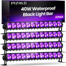 4 Pack 40W Blacklight Bars IP66 Waterproof Ideal for Outdoor Parties and Events