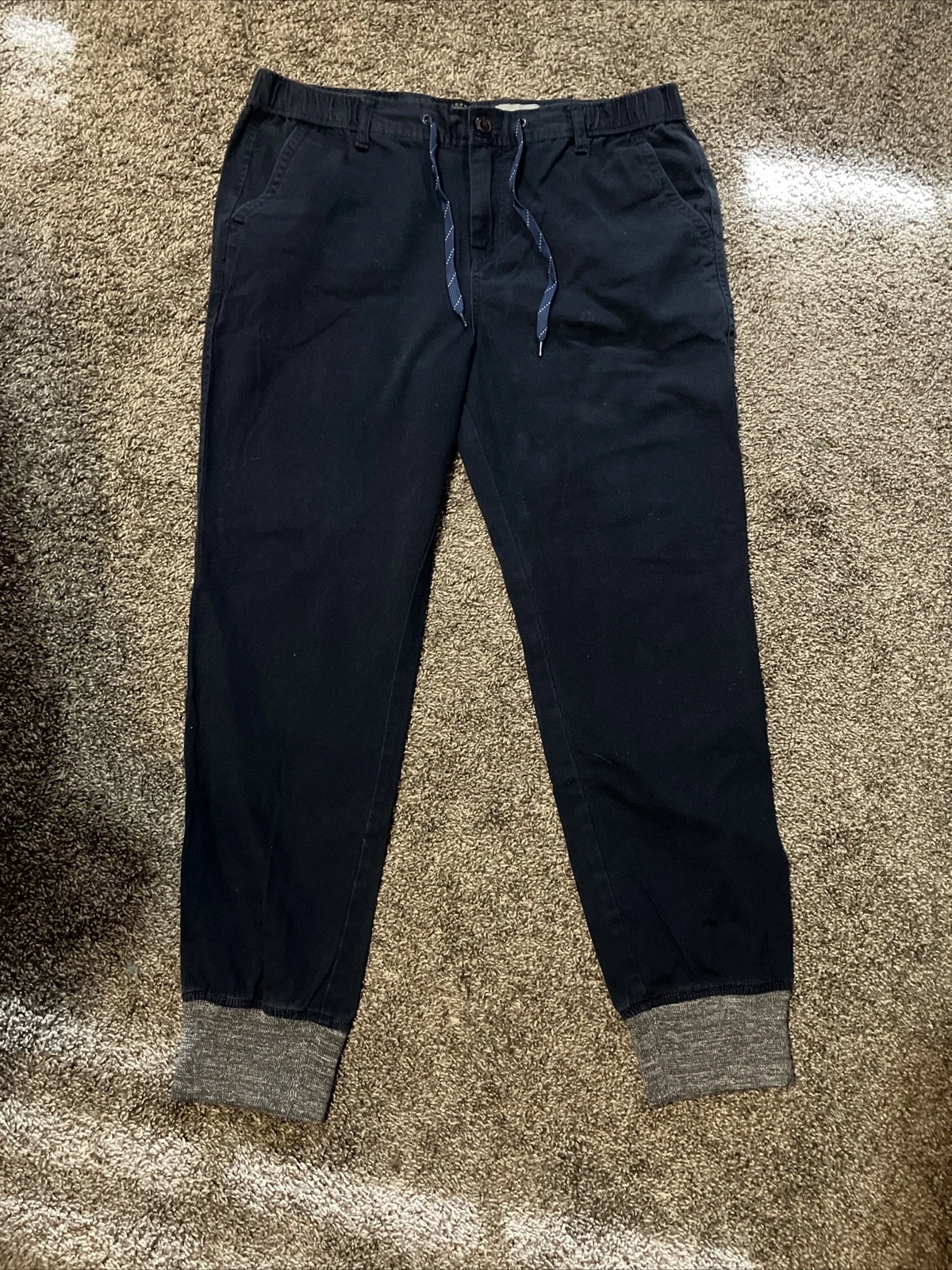 Aeropostale Jogger Pants Mens 34x28 Blue Tapered Leg Elastic Drawstring Zip