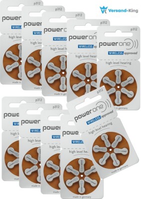 60 x Power One Hörgerätbatterie Typ 312 Hearing Aid Zink Air für Hörgerät