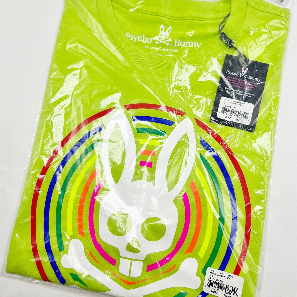 NEW* Men Psycho Bunny ANDREW TEE Acid Lime (B6U241S1PC 322) Sz SM