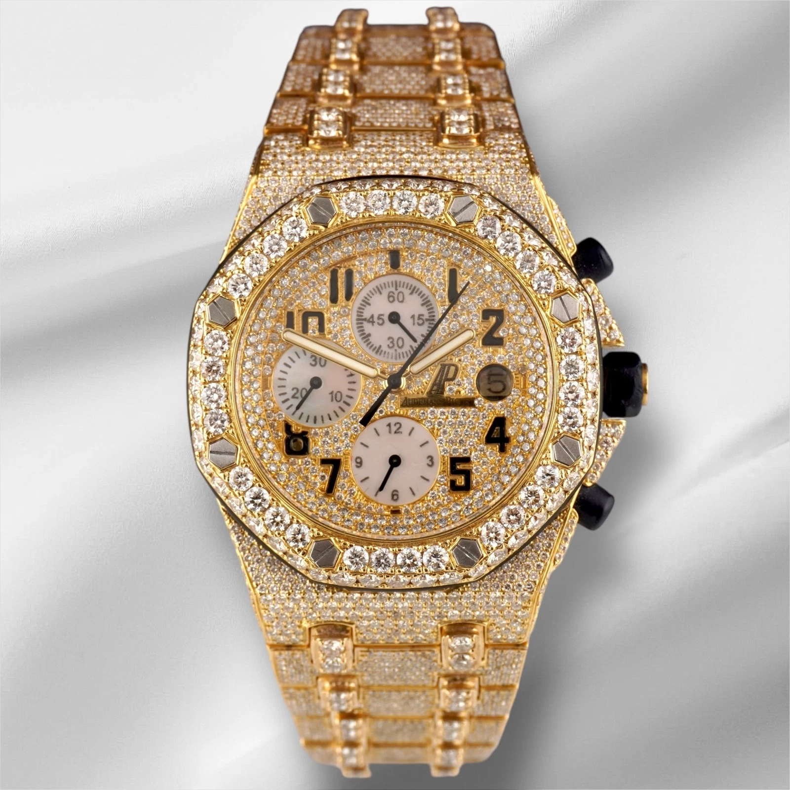 Audemars Piguet — Audemars Piguet Royal Oak Offshore 42mm 18k Yellow Gold 30ct Iced Watch 25721BA