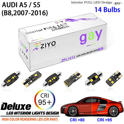 Full LED Interior Kit Bright Light White Error Free Bulb For Audi A5 S5 8T 8F B8