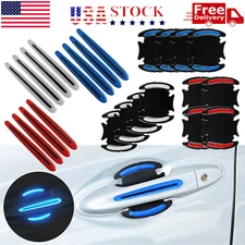 8x Reflective Car Door Handle Safety Strip Protective Film Sticker Warning Decal