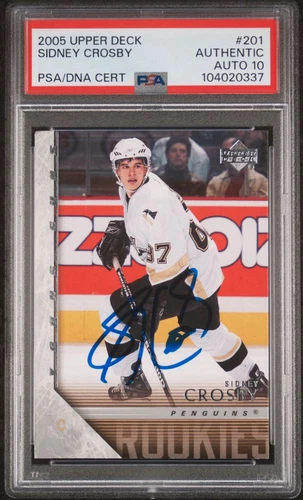 2005 Upper Deck #201 Sidney Crosby Signed Young Guns Rookie Card Psa GEM 10 AUTO