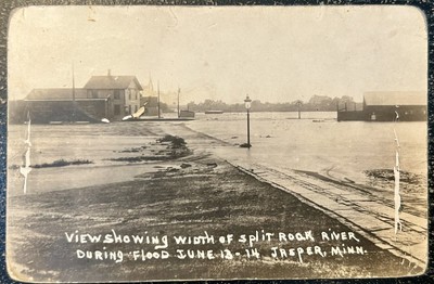 Jasper, Minnesota Flood June 1914. Split Rock River. Real Photo Postcard. RPPC
