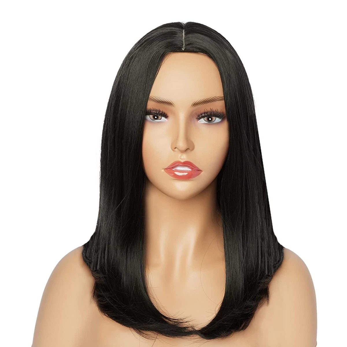 Short straight cheap black wig