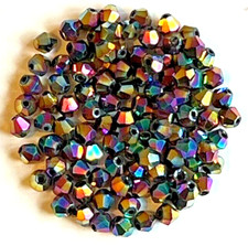200 Black AB2X, Crystal Bicone Beads 4mm New!!