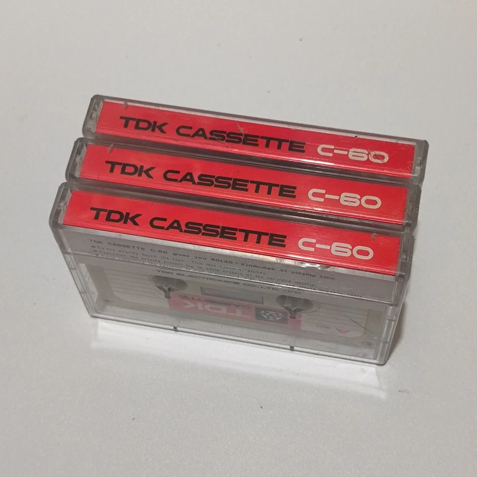 LOT 3X VINTAGE TDK BLANK CASSETTE C-60 LOW NOISE made in japan new but not seal - Image 4 of 4