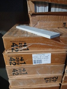 Progetto Italiano 41zero42 Ceramic Subway Tiles 2"x9" Silver  (6 boxes) 