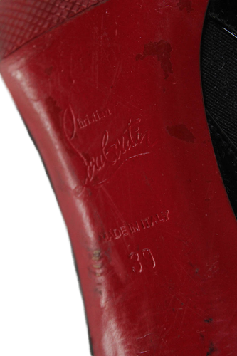 Botines Christian Louboutin para mujer sin cordones de charol de aguja negros talla 39 - Imagen 9 de 9