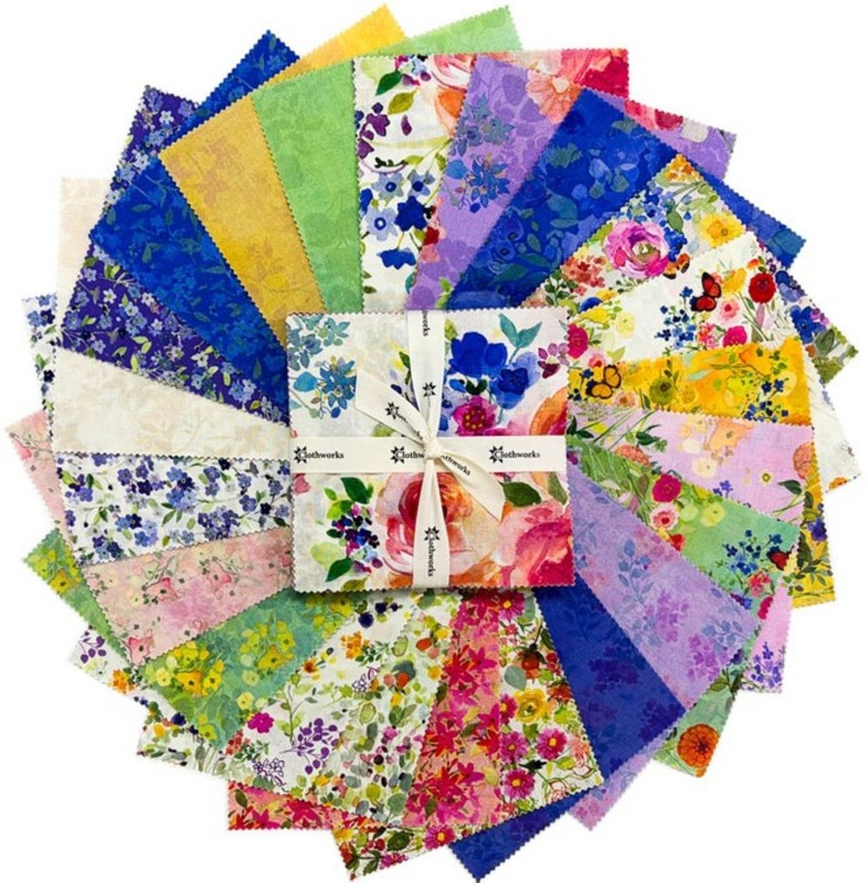FLEUR de ROSE Square Bundle from Clothworks - (42) 5" square set - #SQ0544