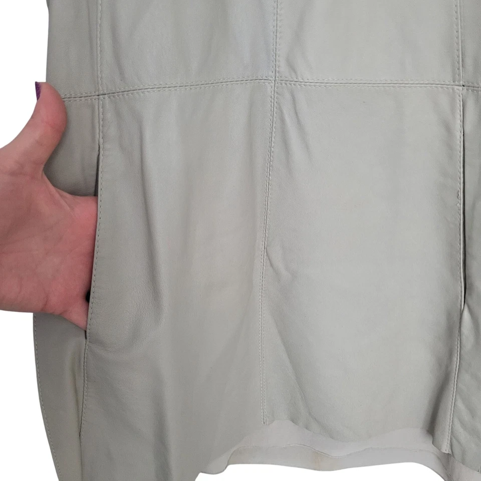 Top túnica edición sin mangas imitación cuero para mujer talla 8 gris bolsillos moto Foto 4 de 4