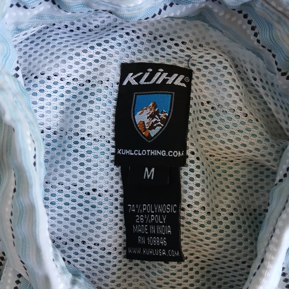 Camisa Kuhl Para Hombre Mediana Rayas Manga Corta Abotonada Informal Exterior Azul Foto 4 de 4